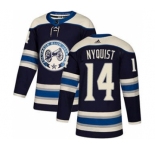 Men's Blue Jackets #14 Gustav Nyquist Navy Alternate Authentic Stitched Hockey Jersey