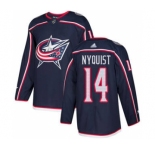 Men's Blue Jackets #14 Gustav Nyquist Navy Blue Home Authentic Stitched Hockey Jersey
