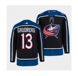 Men's Columbus Blue Jackets #13 Johnny Gaudreau Navy 2022 Reverse Retro Stitched Jersey