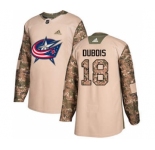 Men's Columbus Blue Jackets #18 Pierre-Luc Dubois Camo 2017 Veterans Day Stitched Hockey Jersey