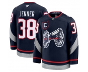 Men's Columbus Blue Jackets #38 Boone Jenner Navy 2024-25 With C Patch Stitched Hockey Jersey