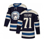 Men's Columbus Blue Jackets #71 Nick Foligno Navy Alternate Stitched Hockey Jersey