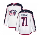 Men's Columbus Blue Jackets #71 Nick Foligno White Road Stitched Hockey Jersey