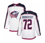 Men's Columbus Blue Jackets #72 Sergei Bobrovsky White Road Stitched Hockey Jersey