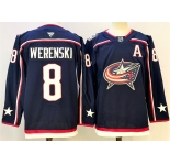 Men's Columbus Blue Jackets #8 Zach Werenski Navy With A Patch Stitched Hockey Jersey