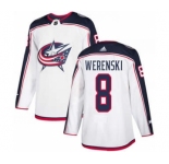 Men's Columbus Blue Jackets #8 Zach Werenski White Road Stitched Hockey Jersey