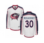 Men's Reebok Columbus Blue Jackets #30 Curtis McElhinney Authentic White Away NHL Jersey