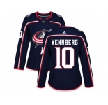 Women Adidas Columbus Blue Jackets #10 Alexander Wennberg Navy Blue Home Authentic Stitched NHL Jersey
