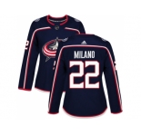 Women Adidas Columbus Blue Jackets #22 Sonny Milano Navy Blue Home Authentic Stitched NHL Jersey