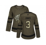 Women Adidas Columbus Blue Jackets #3 Seth Jones Green Salute to Service Stitched NHL Jersey