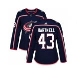 Women Adidas Columbus Blue Jackets #43 Scott Hartnell Navy Blue Home Authentic Stitched NHL Jersey