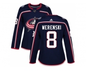 Women Adidas Columbus Blue Jackets #8 Zach Werenski Navy Blue Home Authentic Stitched NHL Jersey
