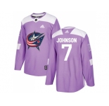 Youth Adidas Columbus Blue Jackets #7 Jack Johnson Purple Authentic Fights Cancer Stitched NHL Jersey