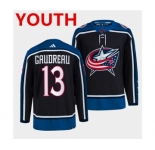 Youth Columbus Blue Jackets #13 Johnny Gaudreau Navy 2022 Reverse Retro Stitched Jersey