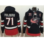 Columbus Blue Jackets #71 Nick Foligno Navy Blue Name & Number Pullover NHL Hoodie