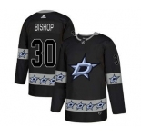 Dallas Stars #30 Ben Bishop Black Team Logos Fashion Jersey
