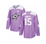 Men Adidas Dallas Stars #15 Bobby Smith Purple Authentic Fights Cancer Stitched NHL Jersey