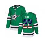 Men Adidas Dallas Stars #22 Brett Hull Green Home Authentic USA Flag Stitched NHL Jersey