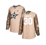 Men Adidas Dallas Stars #30 Jon Casey Camo Authentic 2017 Veterans Day Stitched NHL Jersey