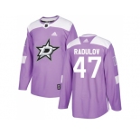 Men Adidas Dallas Stars #47 Alexander Radulov Purple Authentic Fights Cancer Stitched NHL Jersey
