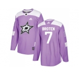 Men Adidas Dallas Stars #7 Neal Broten Purple Authentic Fights Cancer Stitched NHL Jersey