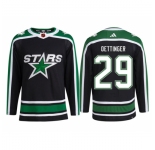 Men Dallas Stars #29 Jake Oettinger Black 2022- 23 Reverse Retro Stitched Jersey
