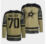 Men Dallas Stars #70 Braden Holtby 2022 Camo Military Appreciation Night Stitched jersey