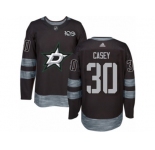 Men's Adidas Dallas Stars #30 Jon Casey Authentic Black 1917-2017 100th Anniversary NHL Jersey