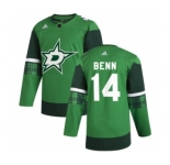 Men's Dallas Stars #14 Jamie Benn 2020 St. Patrick's Day Stitched Hockey Jersey Green