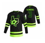 Men's Dallas Stars #3 John Klingberg Black 2020-21 Reverse Retro Alternate Hockey Jersey