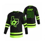 Men's Dallas Stars #30 Ben Bishop Black 2020-21 Reverse Retro Alternate Hockey Jersey