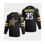 Men's Dallas Stars #35 Anton Khudobin Black Golden Edition Limited Stitched Hockey Jersey