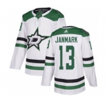 Men's Stars #13 Mattias Janmark White Road Authentic Stitched Hockey Jersey