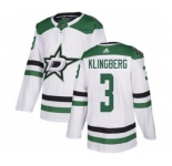 Men's Stars #3 John Klingberg White Road Authentic Stitched Hockey Jersey
