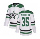 Men's Stars #35 Anton Khudobin White Road Authentic Stitched Hockey Jersey