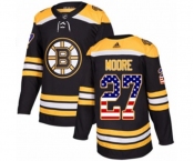 Adidas Boston Bruins #27 John Moore Authentic Black USA Flag Fashion NHL Jersey