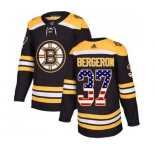 Adidas Boston Bruins #37 Patrice Bergeron Authentic Black USA Flag Fashion NHL Jersey
