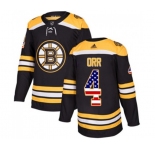 Adidas Boston Bruins #4 Bobby Orr Authentic Black USA Flag Fashion NHL Jersey