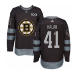 Adidas Boston Bruins #41 Jaroslav Halak Authentic Black 1917-2017 100th Anniversary NHL Jersey
