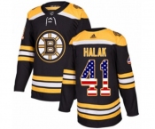 Adidas Boston Bruins #41 Jaroslav Halak Authentic Black USA Flag Fashion NHL Jersey
