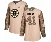 Adidas Boston Bruins #41 Jaroslav Halak Authentic Camo Veterans Day Practice NHL Jersey
