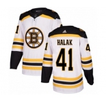 Adidas Boston Bruins #41 Jaroslav Halak Authentic White Away NHL Jersey