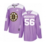 Adidas Boston Bruins #56 Axel Andersson Authentic Purple Fights Cancer Practice NHL Jersey