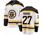 Boston Bruins #27 John Moore Authentic White Away Fanatics Branded Breakaway NHL Jersey