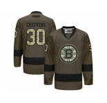 Boston Bruins #30 Gerry Cheevers Green Salute to Service Stitched NHL Jersey