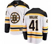 Boston Bruins #41 Jaroslav Halak Authentic White Away Fanatics Branded Breakaway NHL Jersey