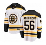 Boston Bruins #56 Axel Andersson Authentic White Away Fanatics Branded Breakaway NHL Jersey