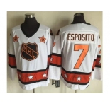 Boston Bruins #7 Phil Esposito White Orange All Star CCM Throwback Stitched NHL Jersey