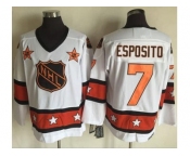 Boston Bruins #7 Phil Esposito White Orange All Star CCM Throwback Stitched NHL Jersey