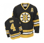 CCM Boston Bruins #4 Bobby Orr Authentic Black Gold Throwback NHL Jersey